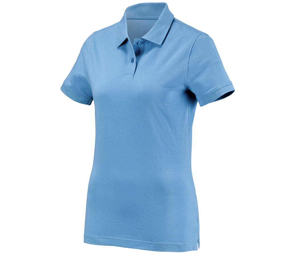 Hauts: e.s. Polo cotton, femmes + bleu azur