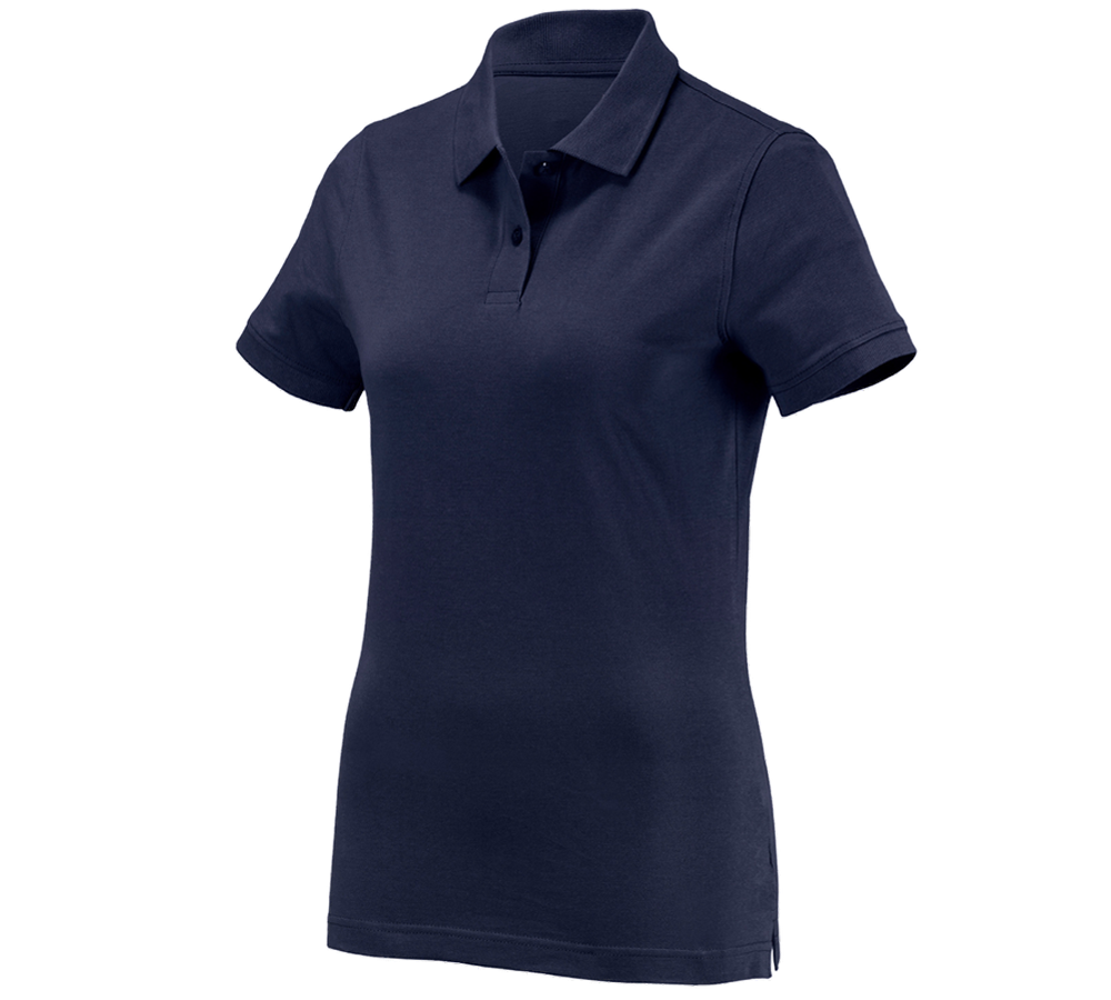 Hauts: e.s. Polo cotton, femmes + bleu foncé