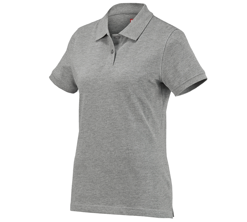 Hauts: e.s. Polo cotton, femmes + gris mélange