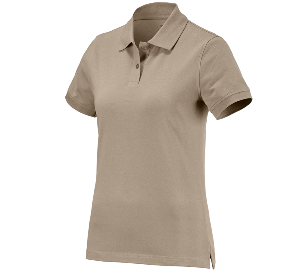 Hauts: e.s. Polo cotton, femmes + glaise