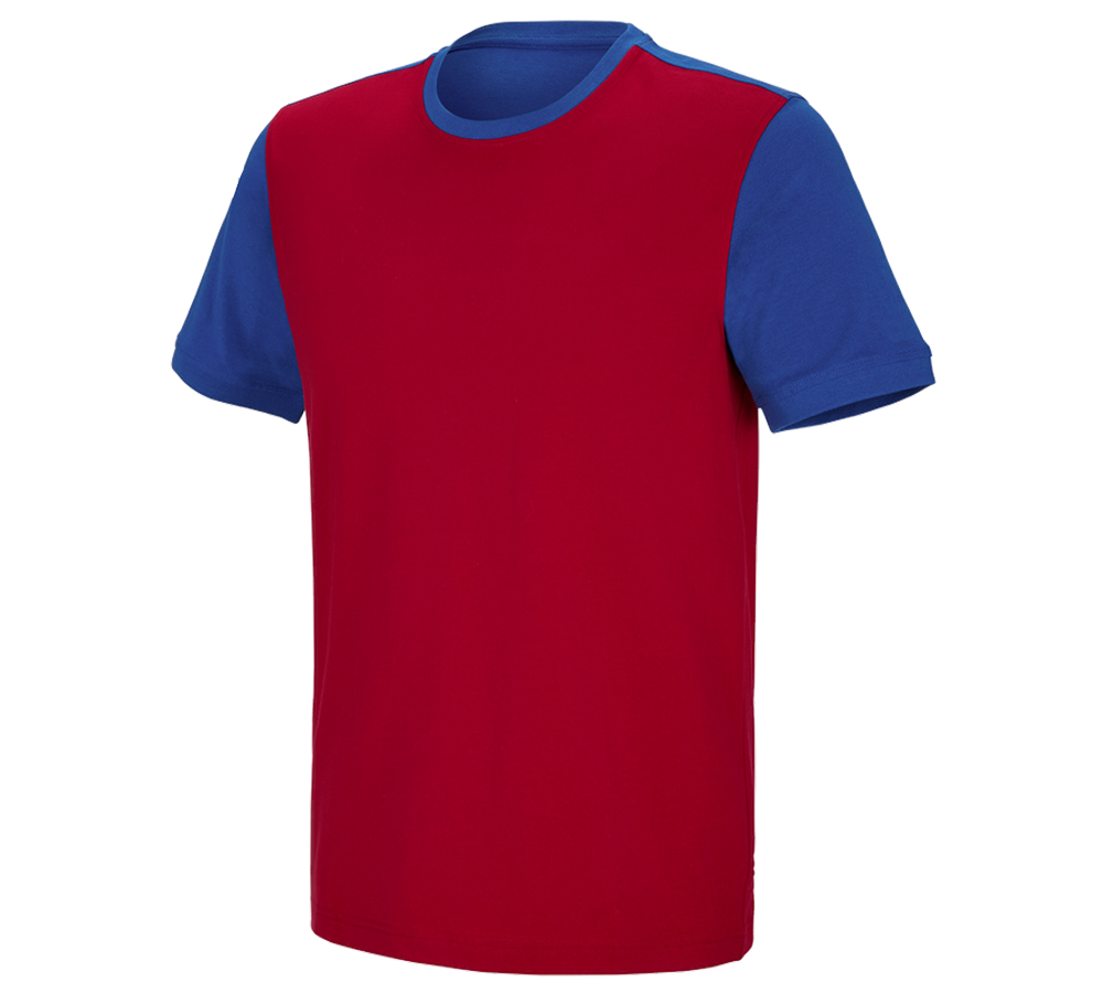 Topics: e.s. T-shirt cotton stretch bicolor + fiery red/royal