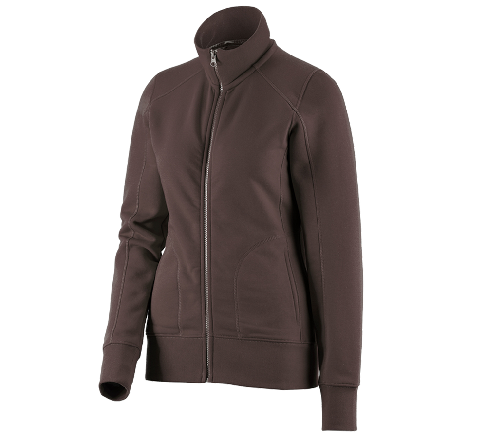 Hauts: e.s. Veste sweat poly cotton, femmes + marron