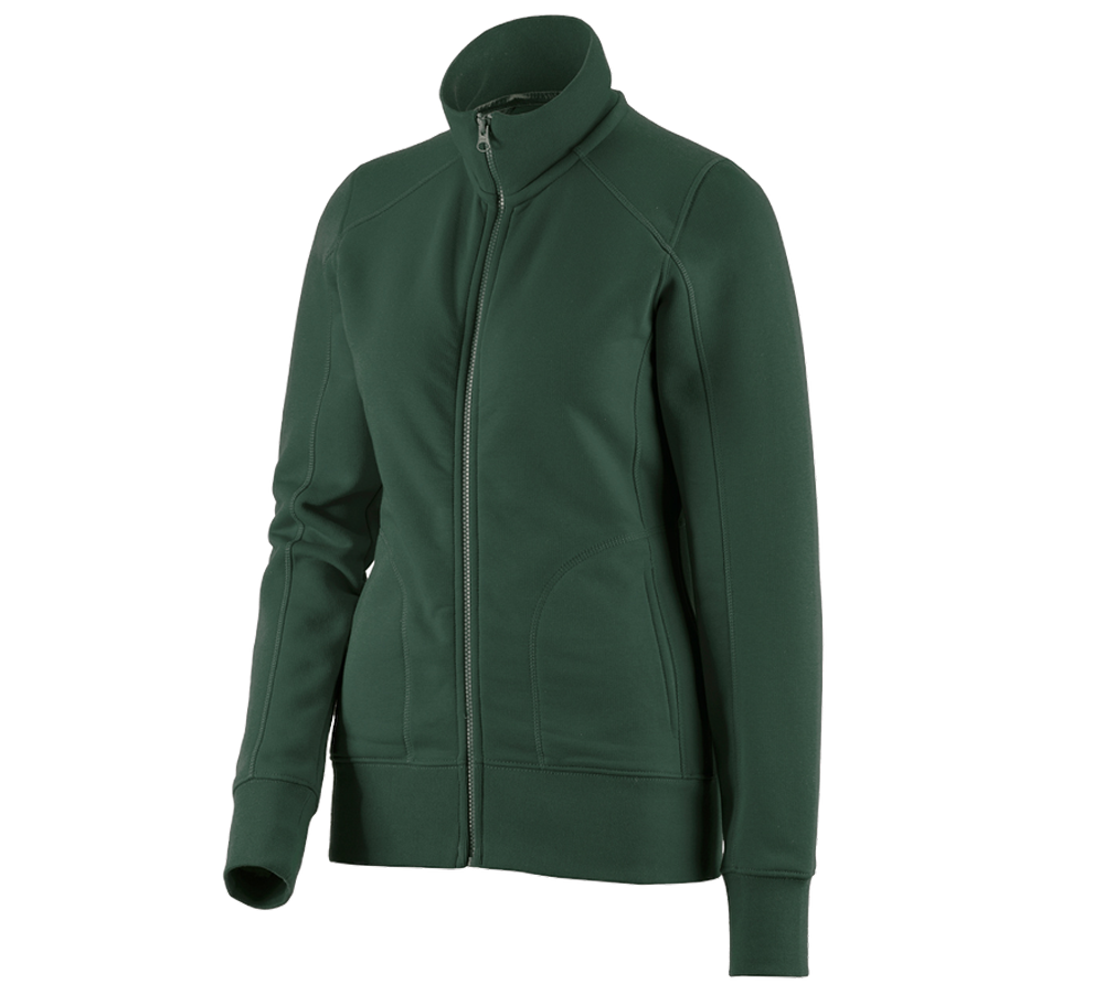 Hauts: e.s. Veste sweat poly cotton, femmes + vert