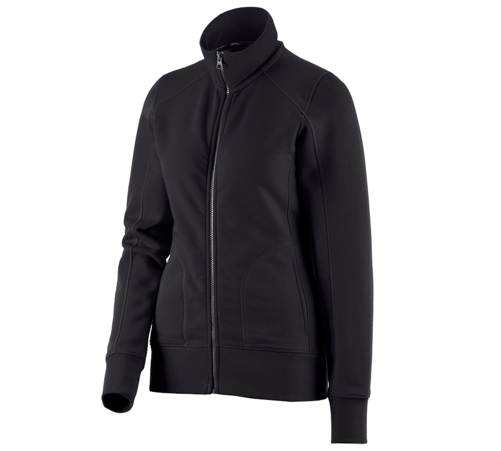 Hauts: e.s. Veste sweat poly cotton, femmes + noir