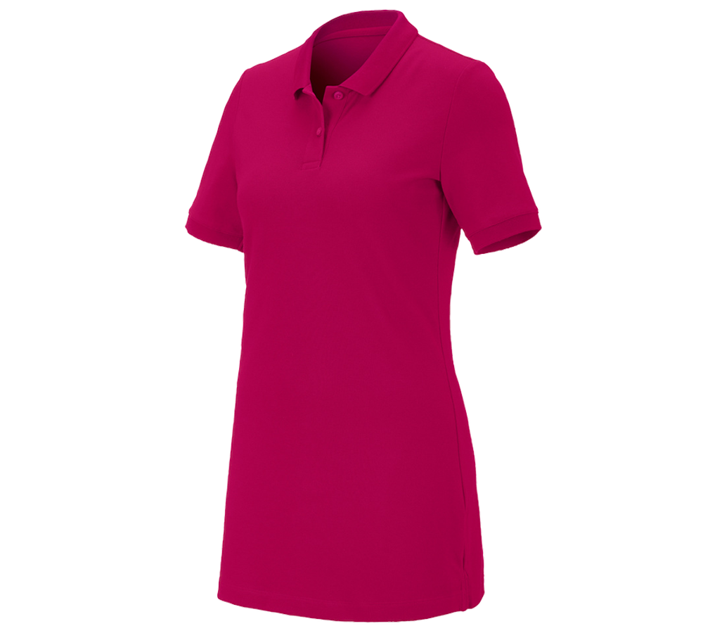 Shirts & Co.: e.s. Piqué-Polo cotton stretch, Damen, long fit + beere