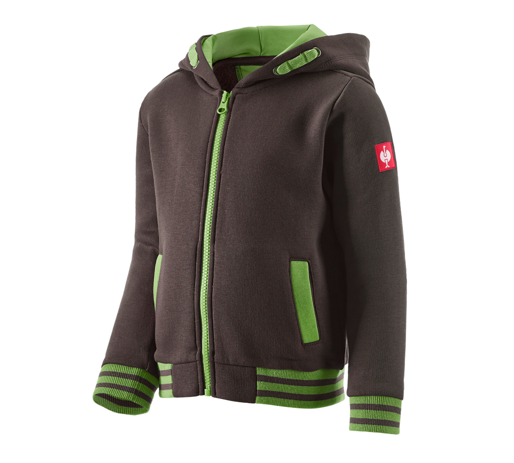 Hauts: Hoody sweat zippé e.s.motion 2020, enfants + marron/vert d'eau