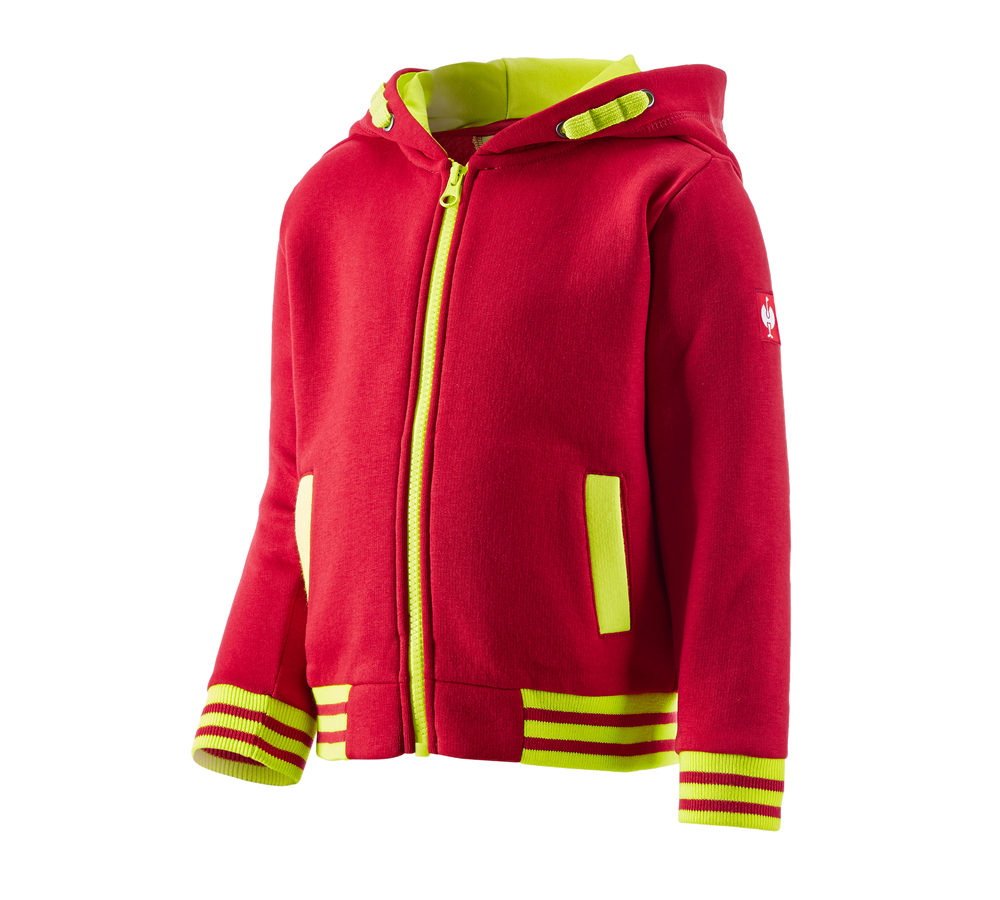 Hauts: Hoody sweat zippé e.s.motion 2020, enfants + rouge vif/jaune fluo