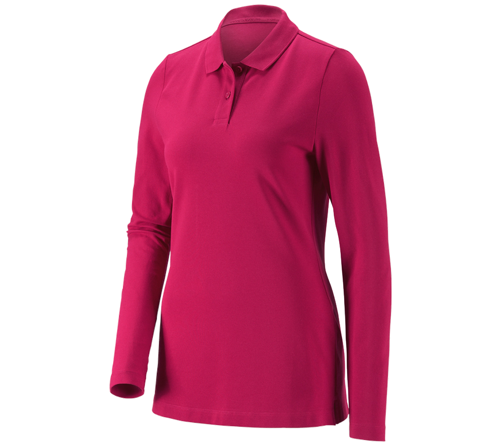 Thèmes: e.s. Pique-Polo longsleeve cotton stretch,femmes + magenta