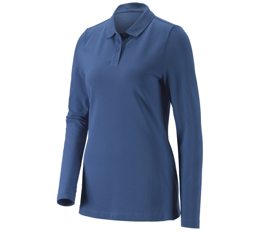 Thèmes: e.s. Pique-Polo longsleeve cotton stretch,femmes + cobalt