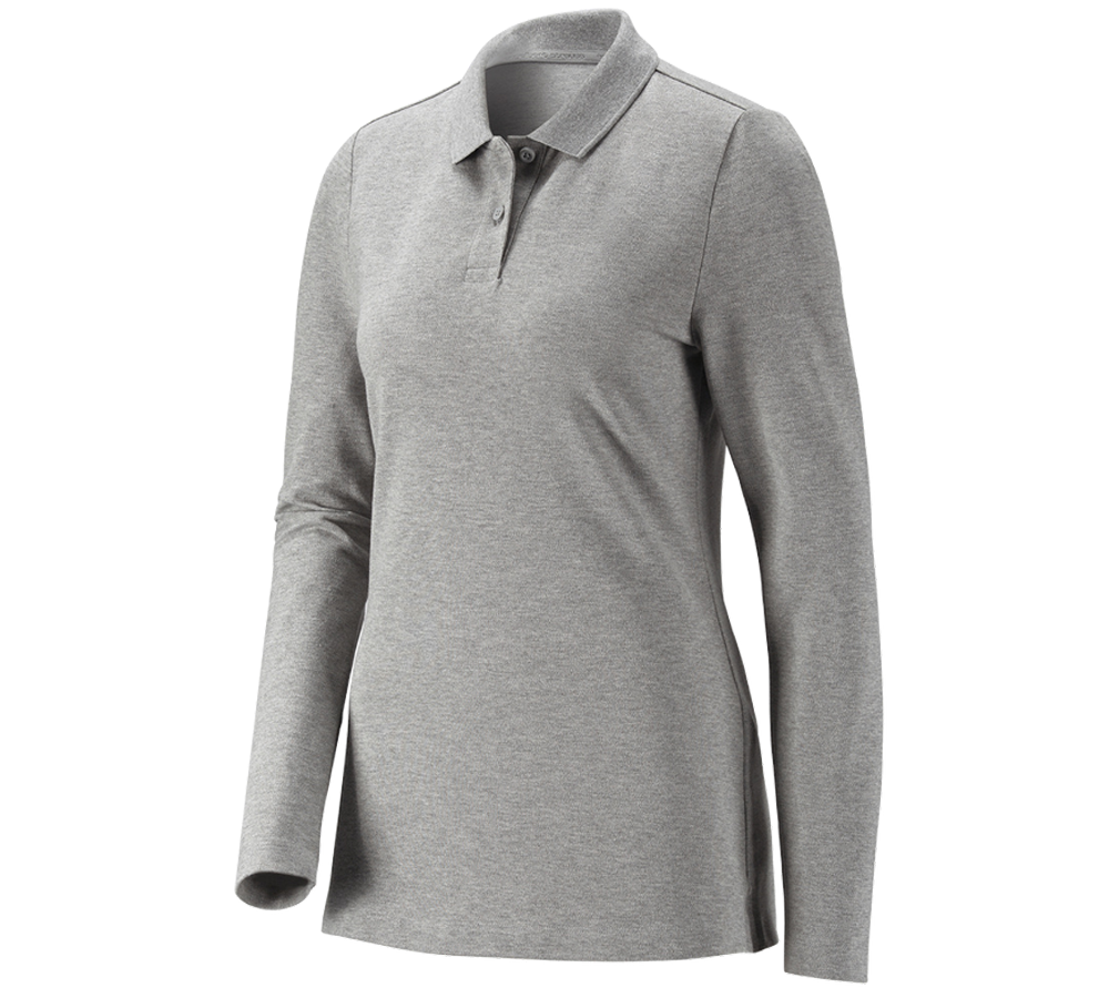 Thèmes: e.s. Pique-Polo longsleeve cotton stretch,femmes + gris mélange