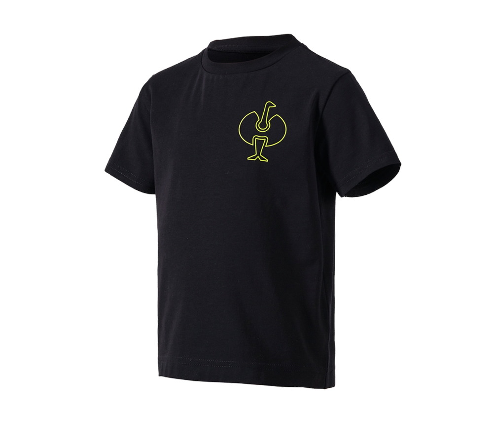 Hauts: T-Shirt e.s.trail, enfants + noir/jaune acide