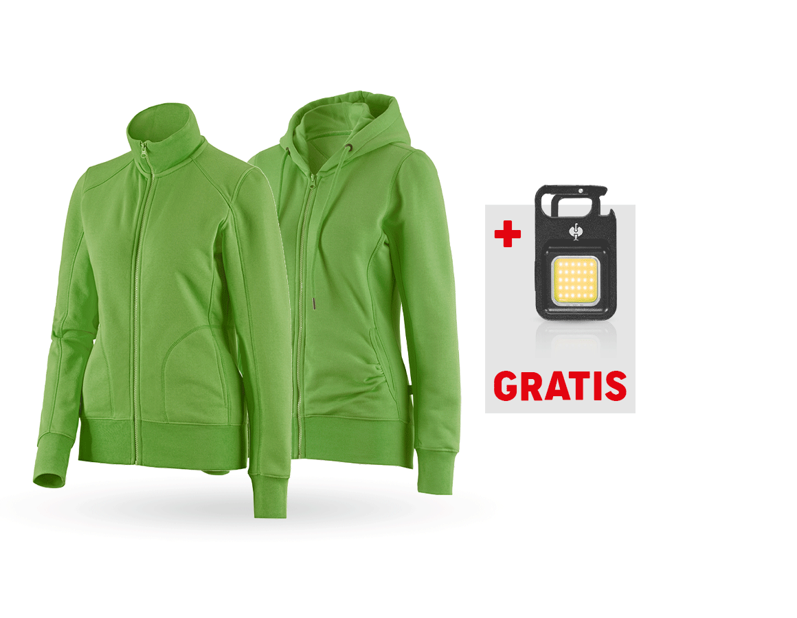 Bekleidung: SET: Sweatjacke + Hoody-Sweatjacke poly cotton, D. + seegrün