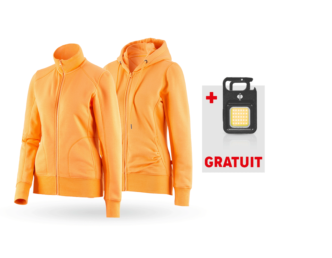 Vêtements: KIT : Veste sweat+Hoody sweat zippé poly cotton,f. + orange clair