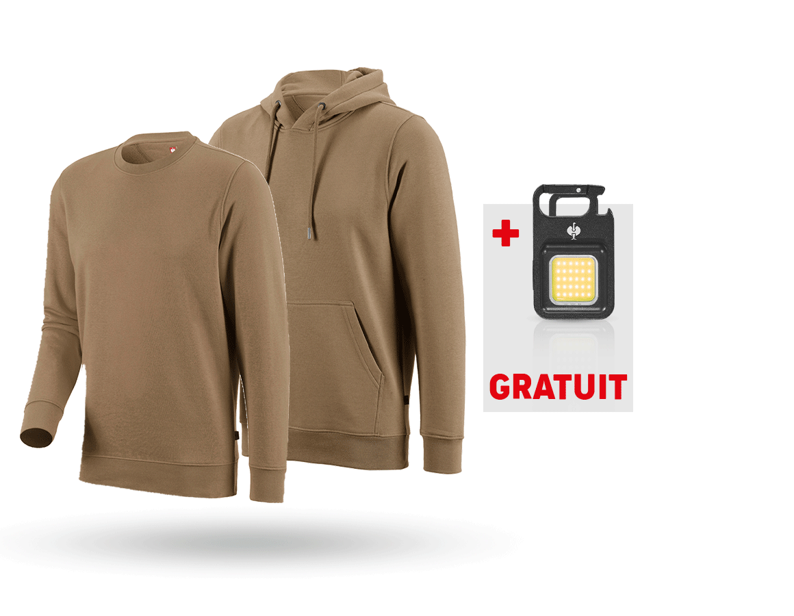 Ensemble de vêtements: KIT : e.s.Sweatshirt à capuche+Sweats. poly cotto + kaki