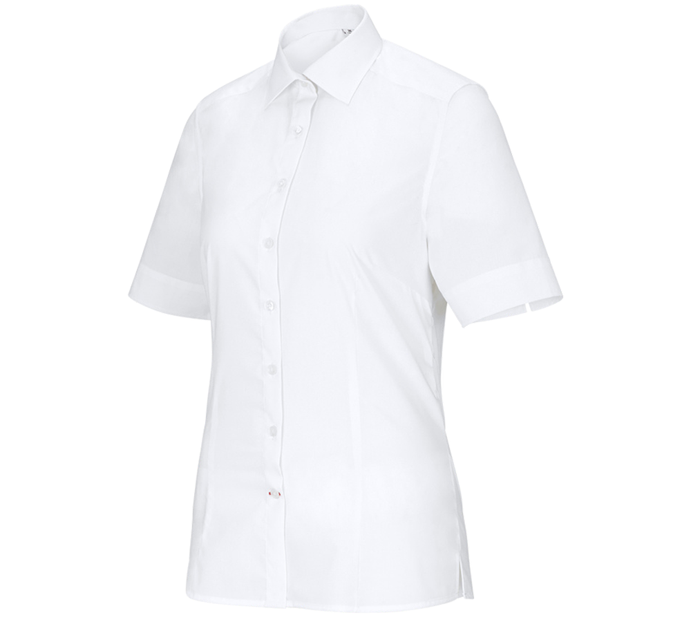 Shirts & Co.: Business Bluse e.s.comfort, kurzarm + weiß