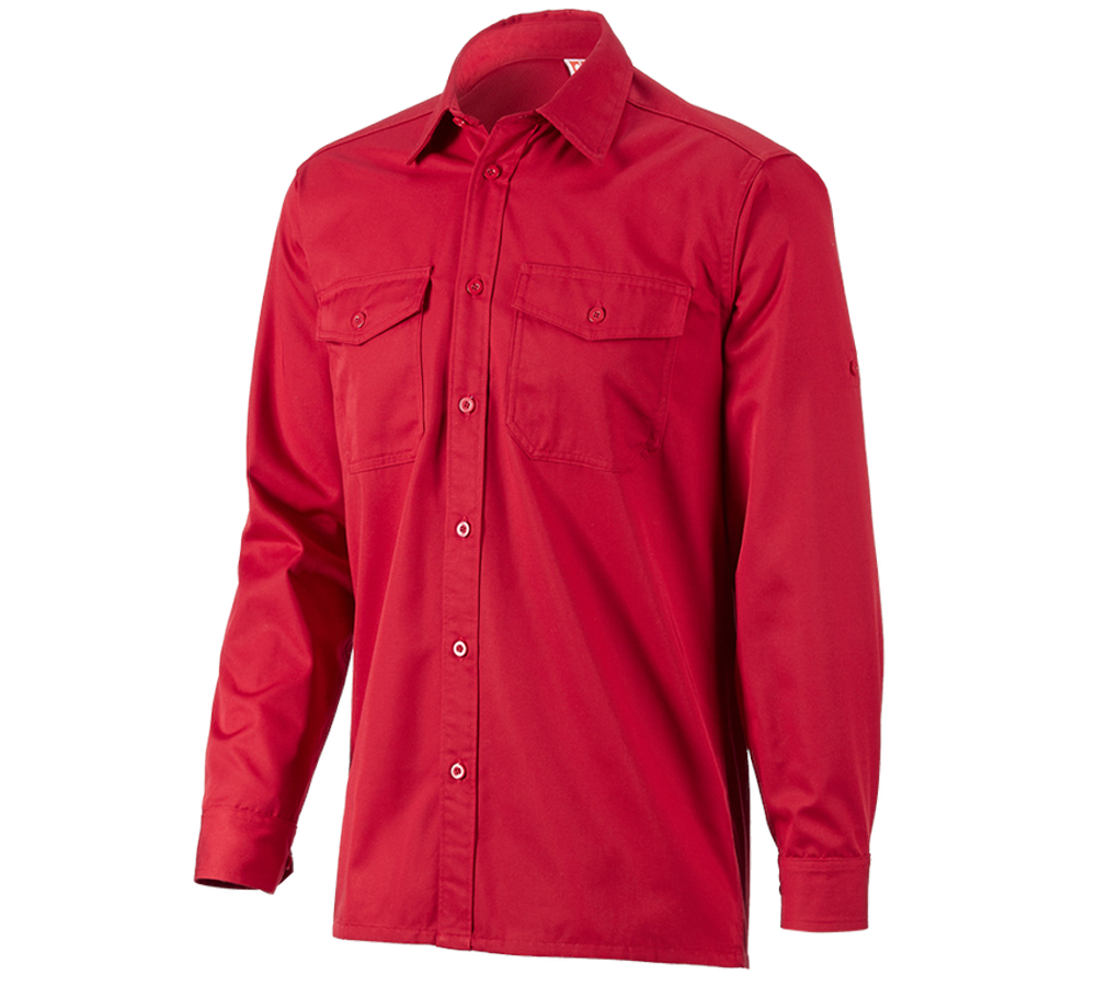 Hauts: Chemise de travail e.s.classic, à manches longues + rouge