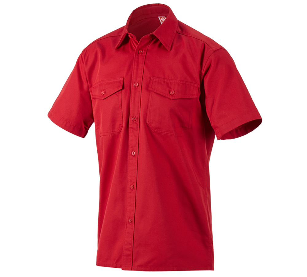 Hauts: Chemise de travail e.s.classic, à manches courtes + rouge