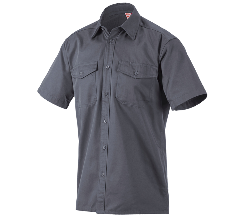 Hauts: Chemise de travail e.s.classic, à manches courtes + gris