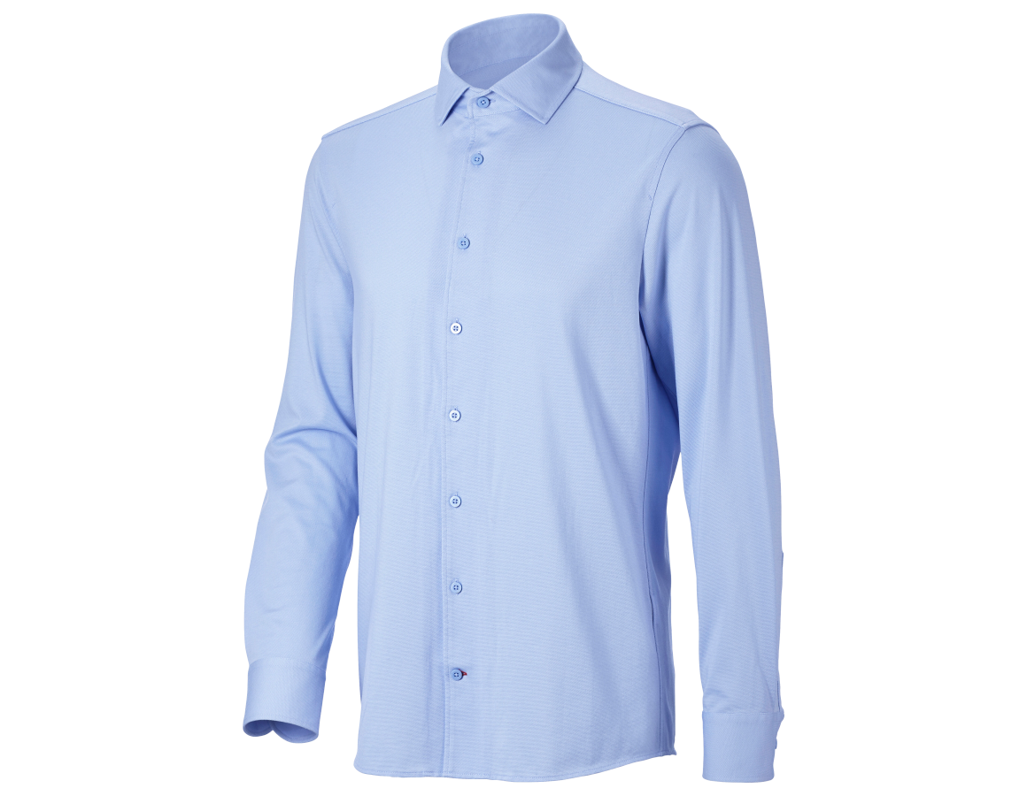 Hauts: e.s. Chemise Piqué-Business + bleu glacial