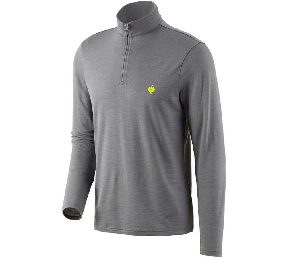 Thèmes: Pull camionneur Merino e.s.trail + gris basalte/jaune acide