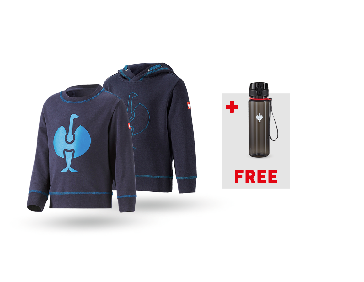 Large gifts: SET: Hoody + sweatshirt e.s.motion 2020, children + navy/atoll