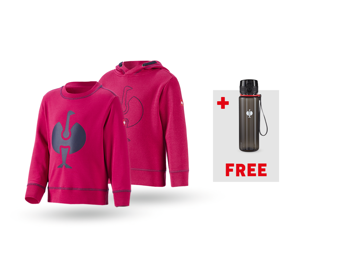 Clothing: SET: Hoody + sweatshirt e.s.motion 2020, children + berry/navy