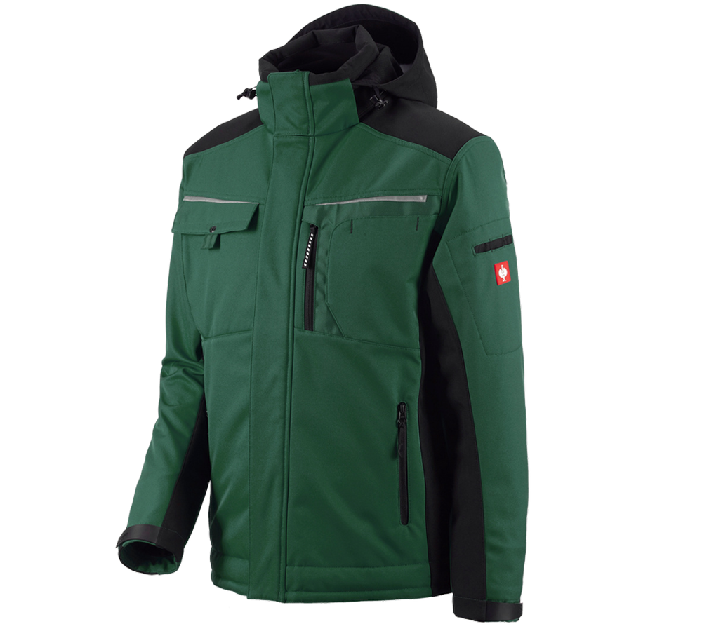 Vestes de travail: Veste Softshell e.s.motion + vert/noir