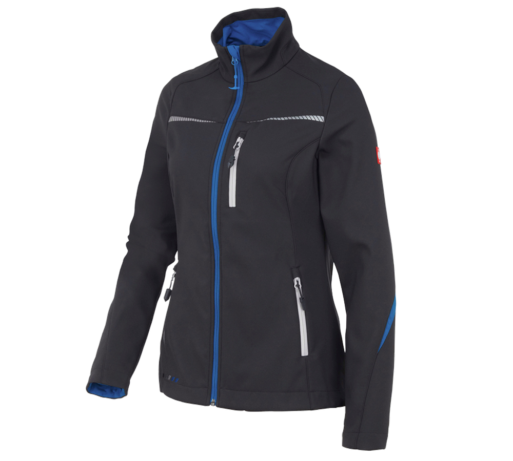 Work Jackets: Softshell jacket e.s.motion 2020, ladies' + graphite/gentianblue