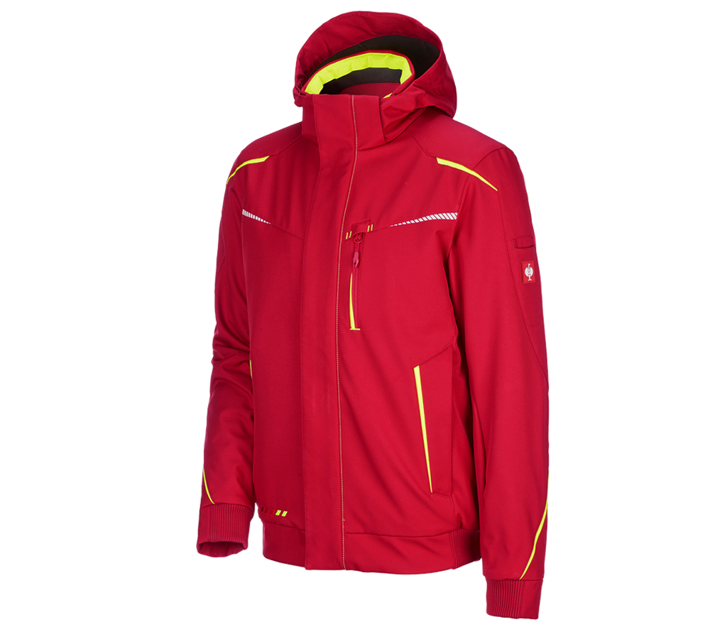 Kälte: Winter Softshelljacke e.s.motion 2020, Herren + feuerrot/warngelb