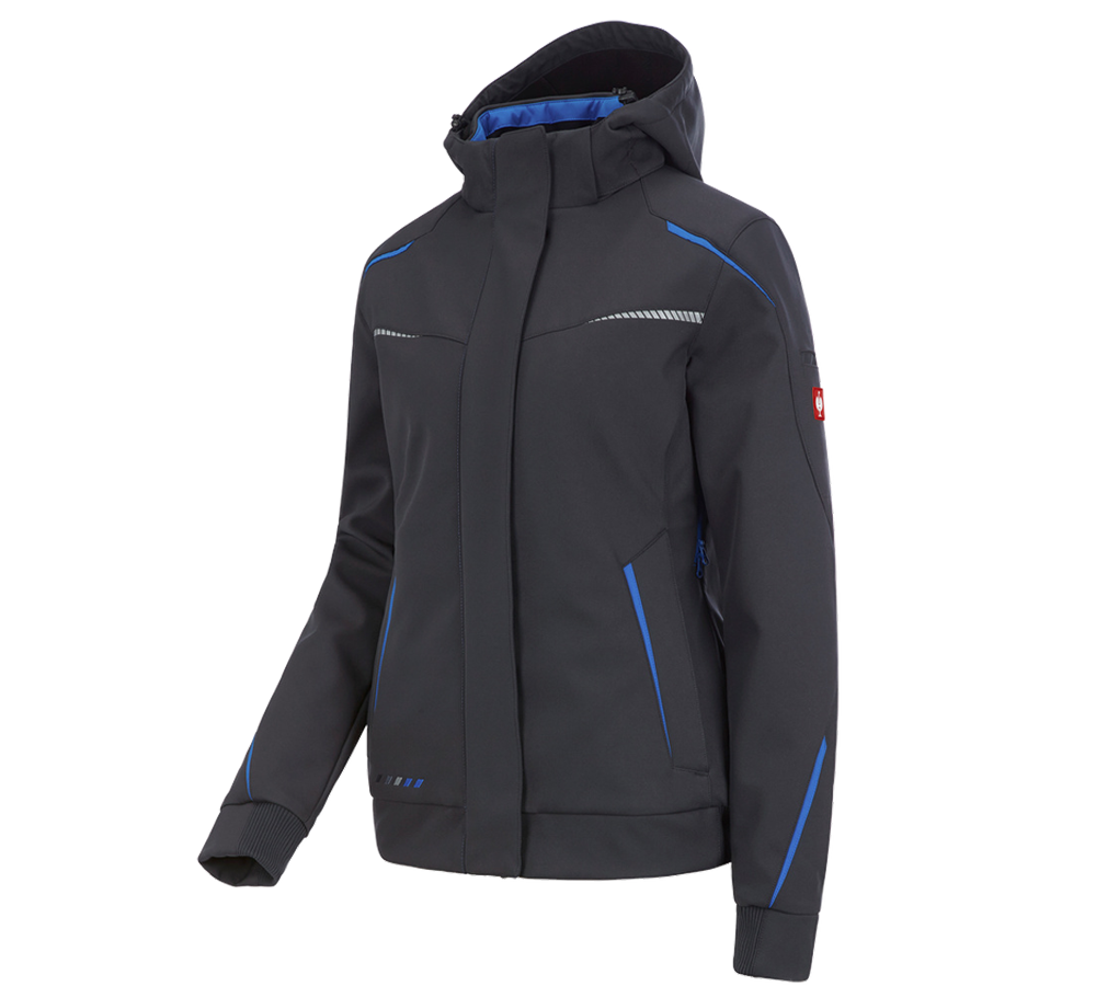 Vestes de travail: Veste softshell d'hiver e.s.motion 2020, femmes + graphite/bleu gentiane