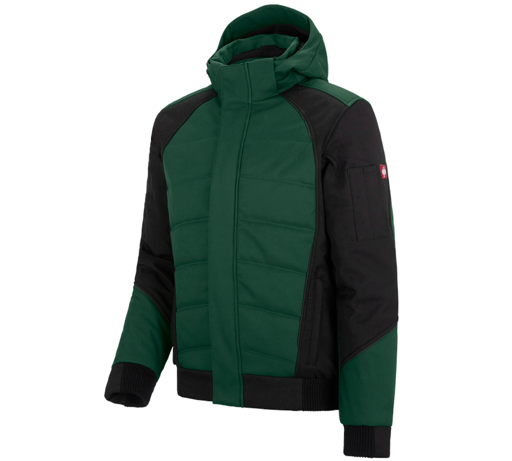 Vestes de travail: Veste softshell d'hiver e.s.vision + vert/noir