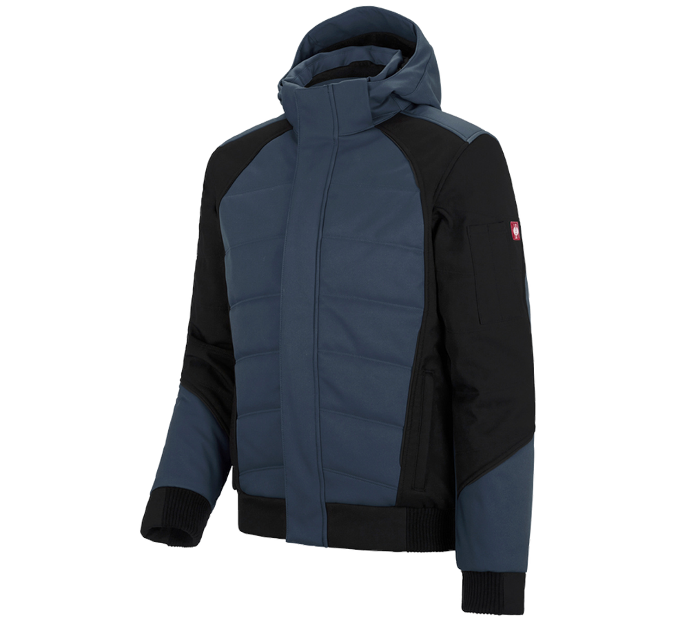 Vestes de travail: Veste softshell d'hiver e.s.vision + pacifique/noir