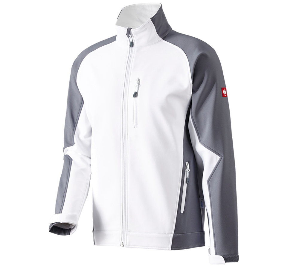 Horti-/ Sylvi-/ Agriculture: Veste Softshell dryplexx® softlight + blanc/gris