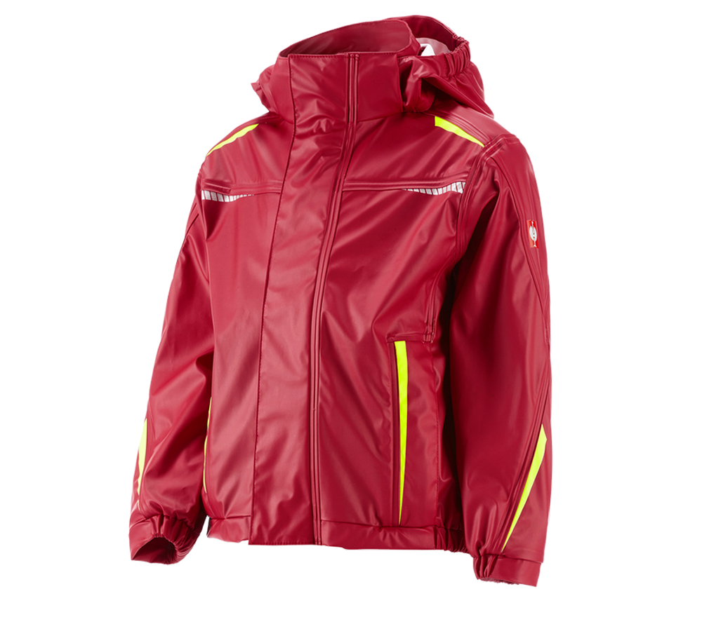 Vestes: Veste de pluie e.s.motion 2020 superflex, enfants + rouge vif/jaune fluo
