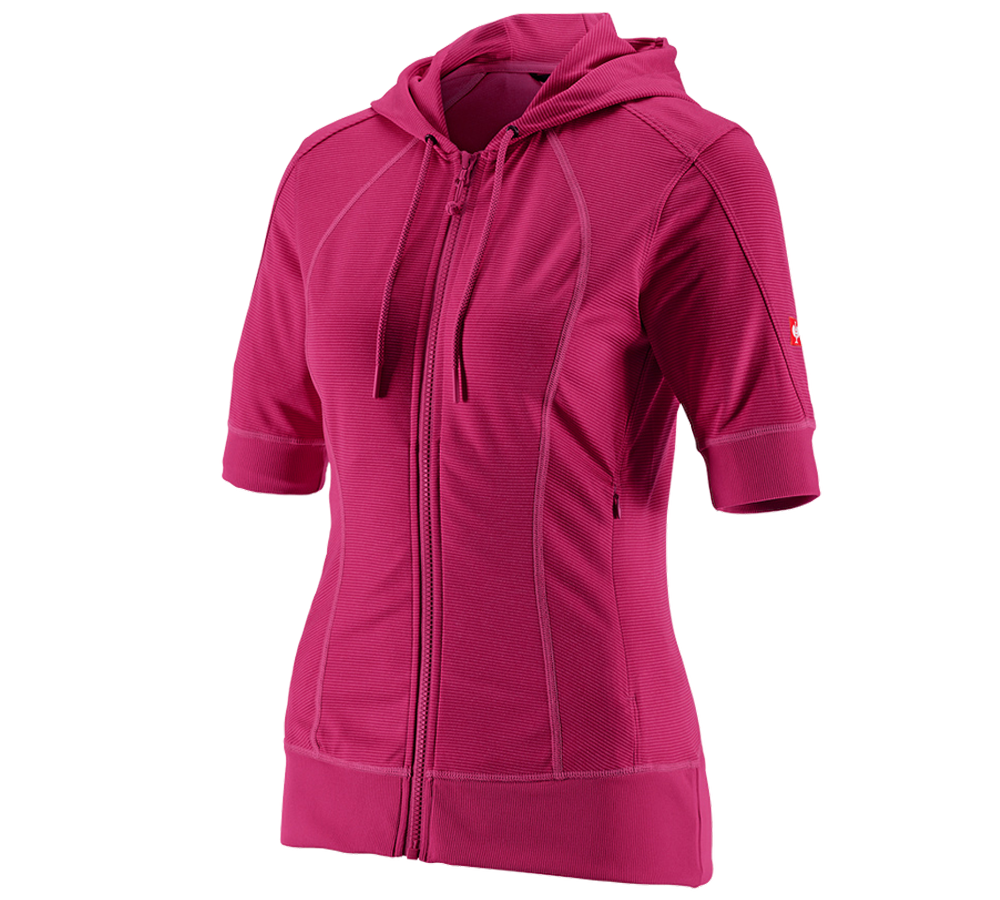 Shirts & Co.: e.s. Funktions Kapuzenjacke stripe 3/4 Arm, Damen + beere
