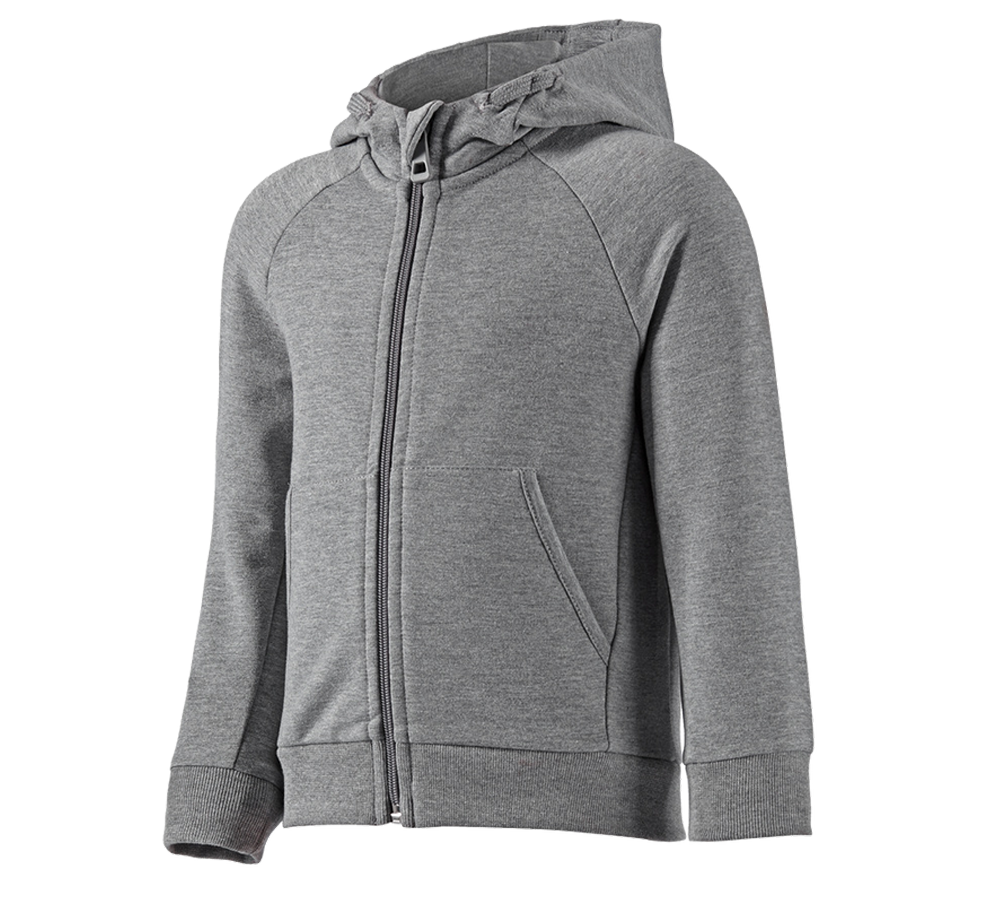 Hauts: e.s. Veste à capuche en coton stretch, enfants + gris mélange
