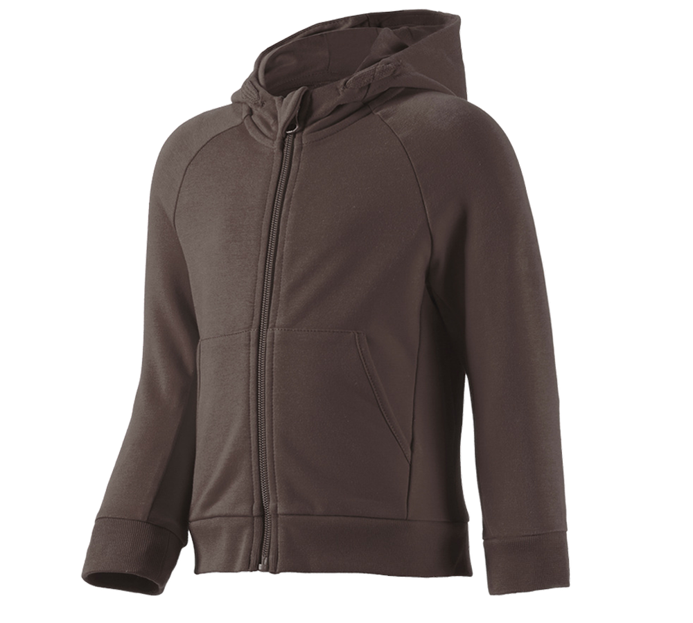 Hauts: e.s. Veste à capuche en coton stretch, enfants + marron