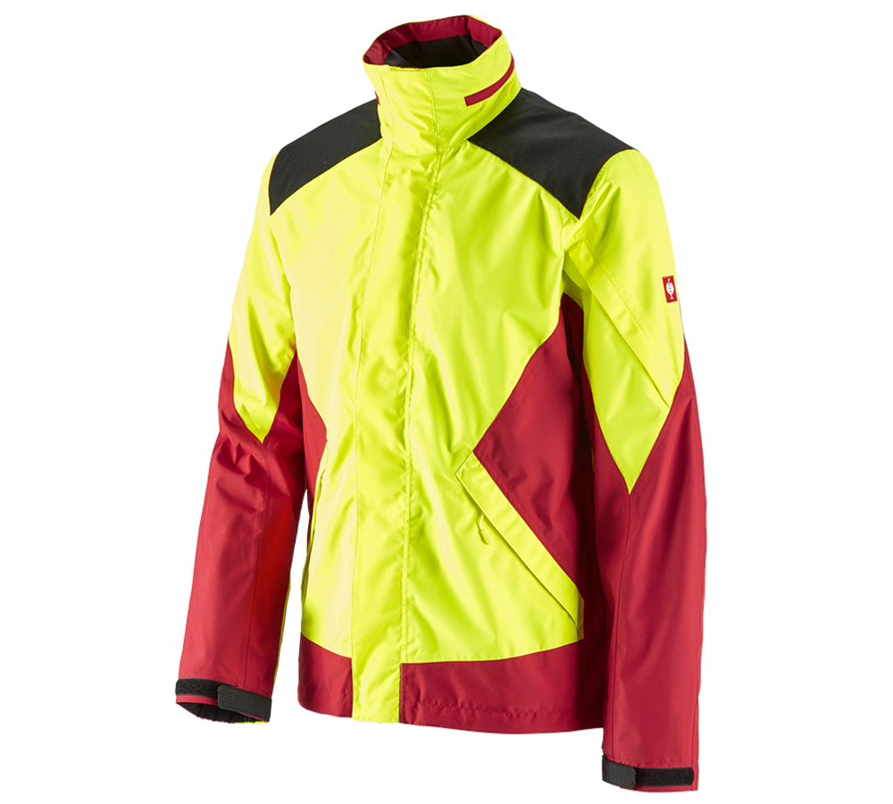 Vestes de travail: e.s. Veste de pluie de forestier + jaune fluo/rouge vif