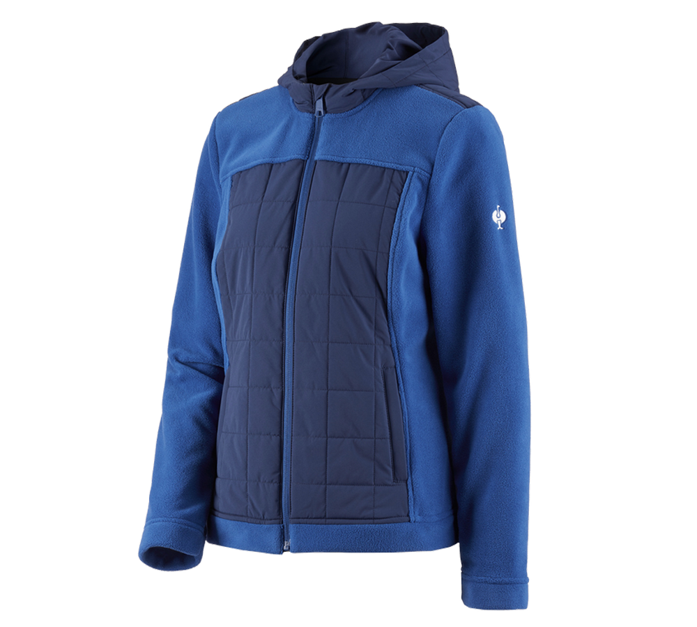 Themen: Hybrid Kapuzenfleecejacke e.s.concrete, Damen + alkaliblau/tiefblau