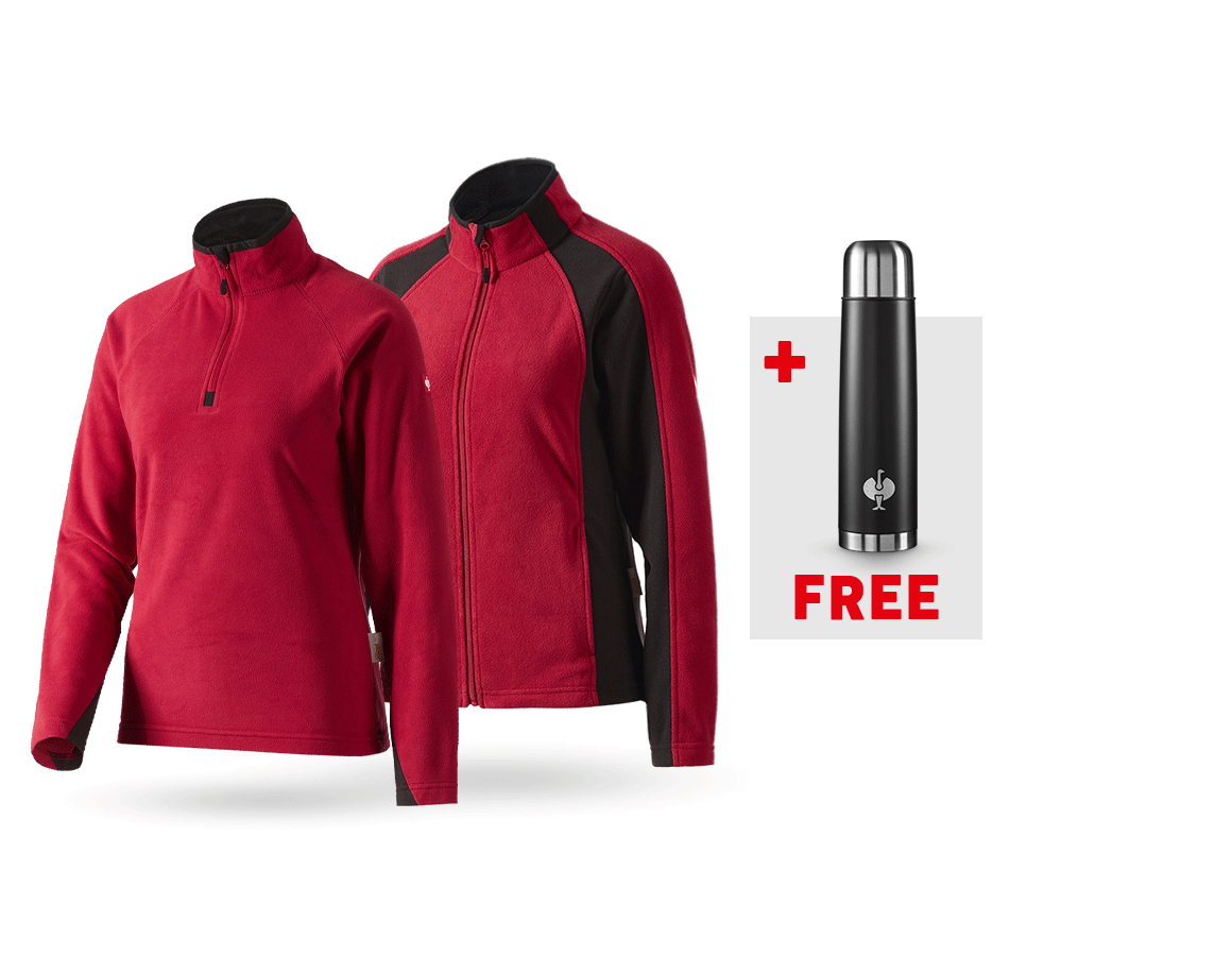 Shirts, Pullover & more: SET: Ladies’ microfl.troyer dryplexx micro+jacket + red/black