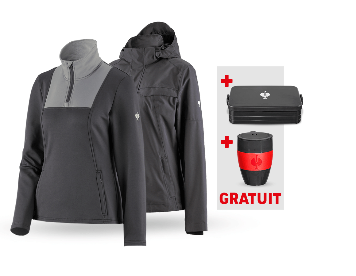 Vêtements: KIT : Veste pluie+Pull cam.fonct. e.s.concrete, f. + anthracite