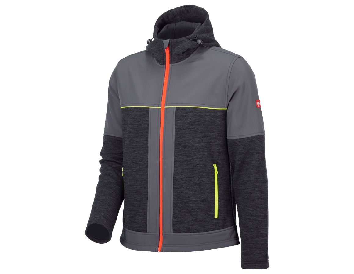 Vestes de travail: e.s. Veste hybride + anthracite/noir/orange fluo/jaune fluo