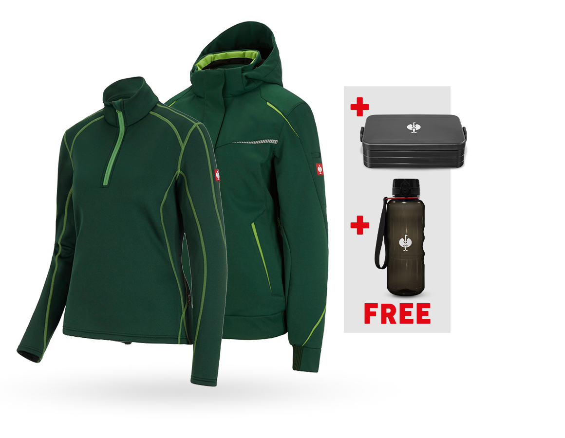 Work Jackets: SET: Wint.softs.jacket e.s.motion 2020+Troyer, la. + green/seagreen