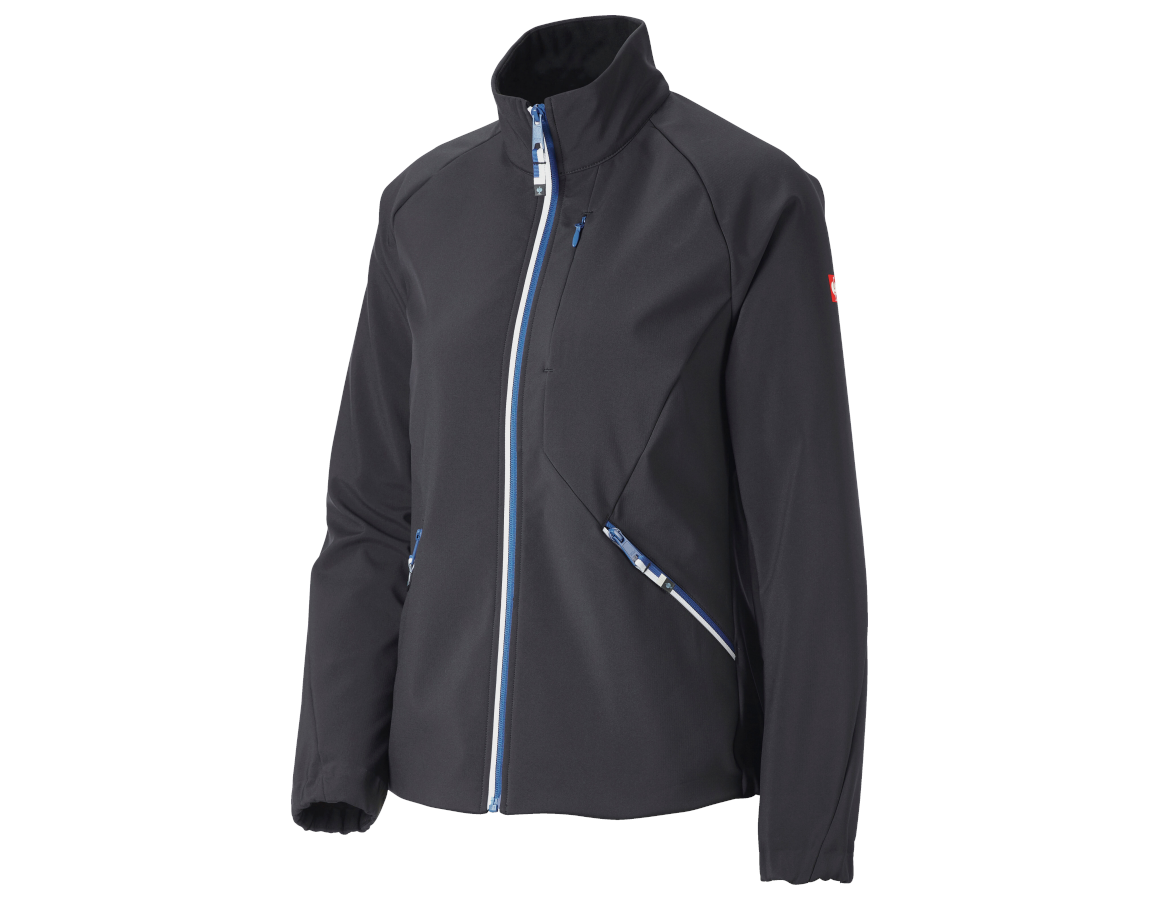 Work Jackets: Softshell jacket e.s.ambition, ladies' + graphite/gentianblue