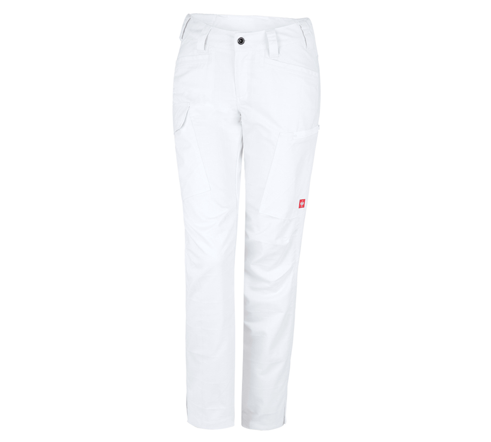 Pantalons de travail: e.s. Pantalon de travail pocket, femmes + blanc