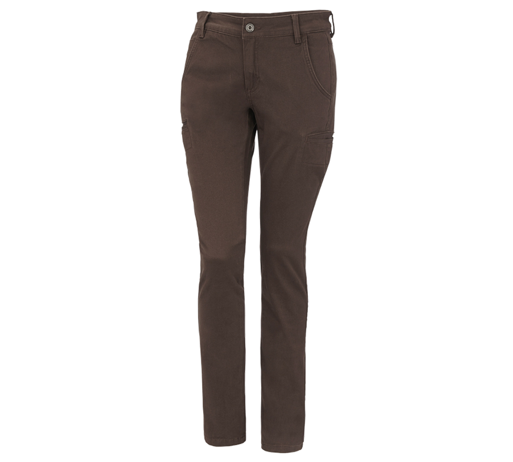 Pantalons de travail: e.s. Pantalon de travail Chino, femmes + marron