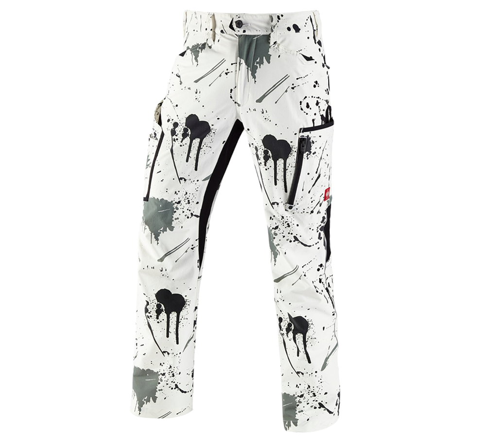 Work Trousers: e.s. Stretch cargo trousers Painter + white/black