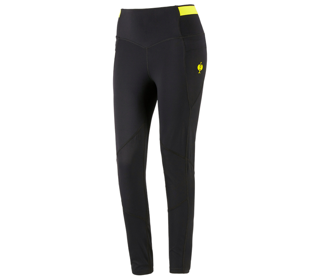 Hosen: Race Tights e.s.trail, Damen + schwarz/acidgelb