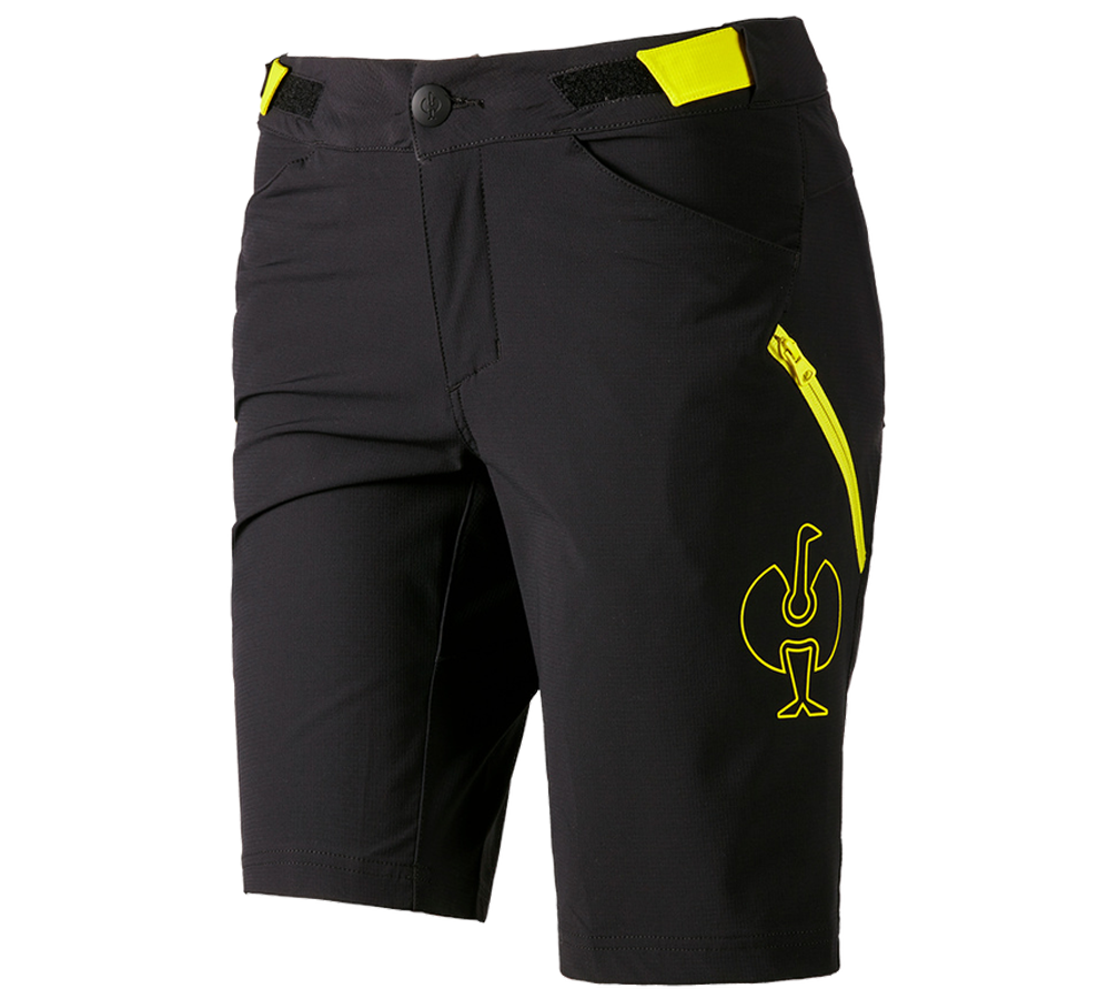 Hosen: Funktions Short e.s.trail, Damen + schwarz/acidgelb