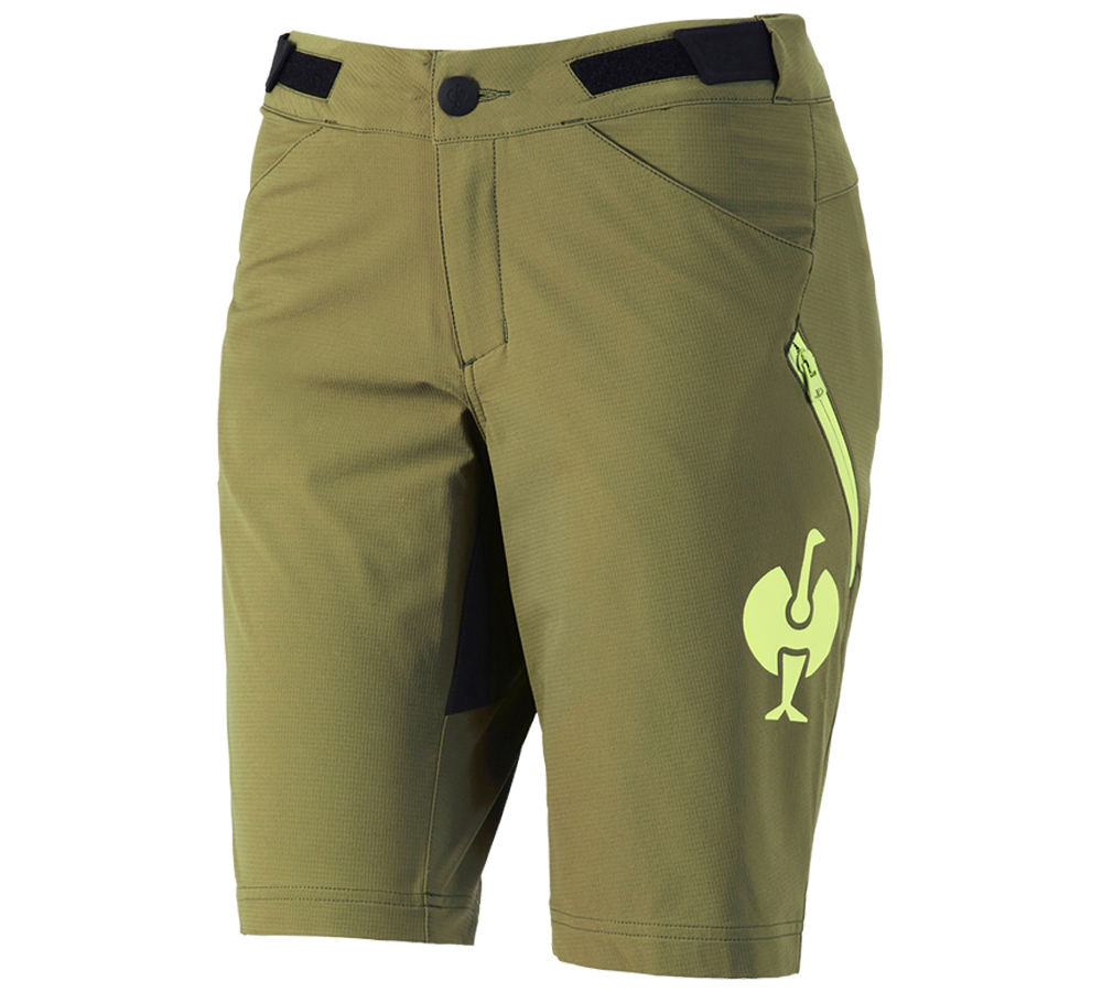 Hosen: Funktions Short e.s.trail, Damen + wacholdergrün/limegrün